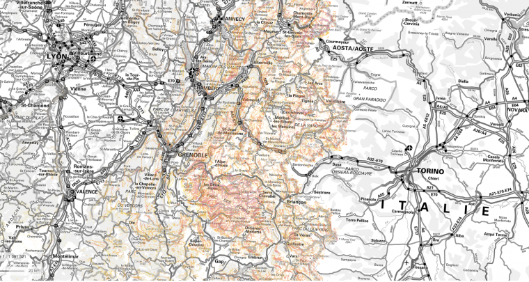 Enfin une carte des pentes supérieures à 30° !