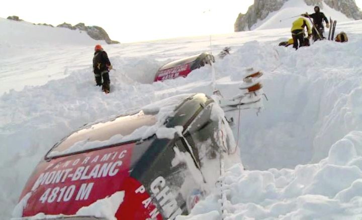 Tempête Eleanor : rupture de câble du Panoramic Mont Blanc