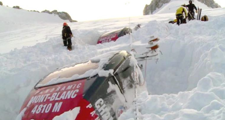 Tempête Eleanor : rupture de câble du Panoramic Mont Blanc